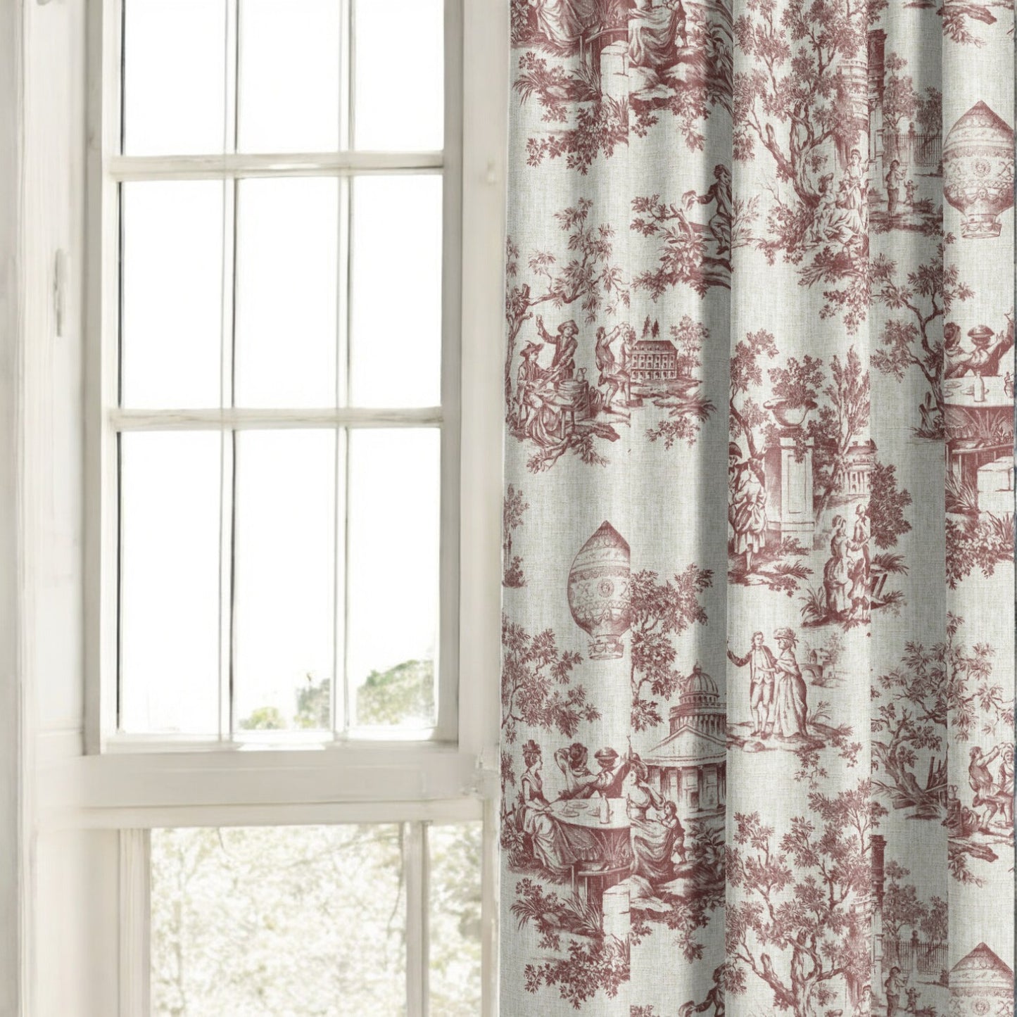 Classic French Toile Fabric - Redwood