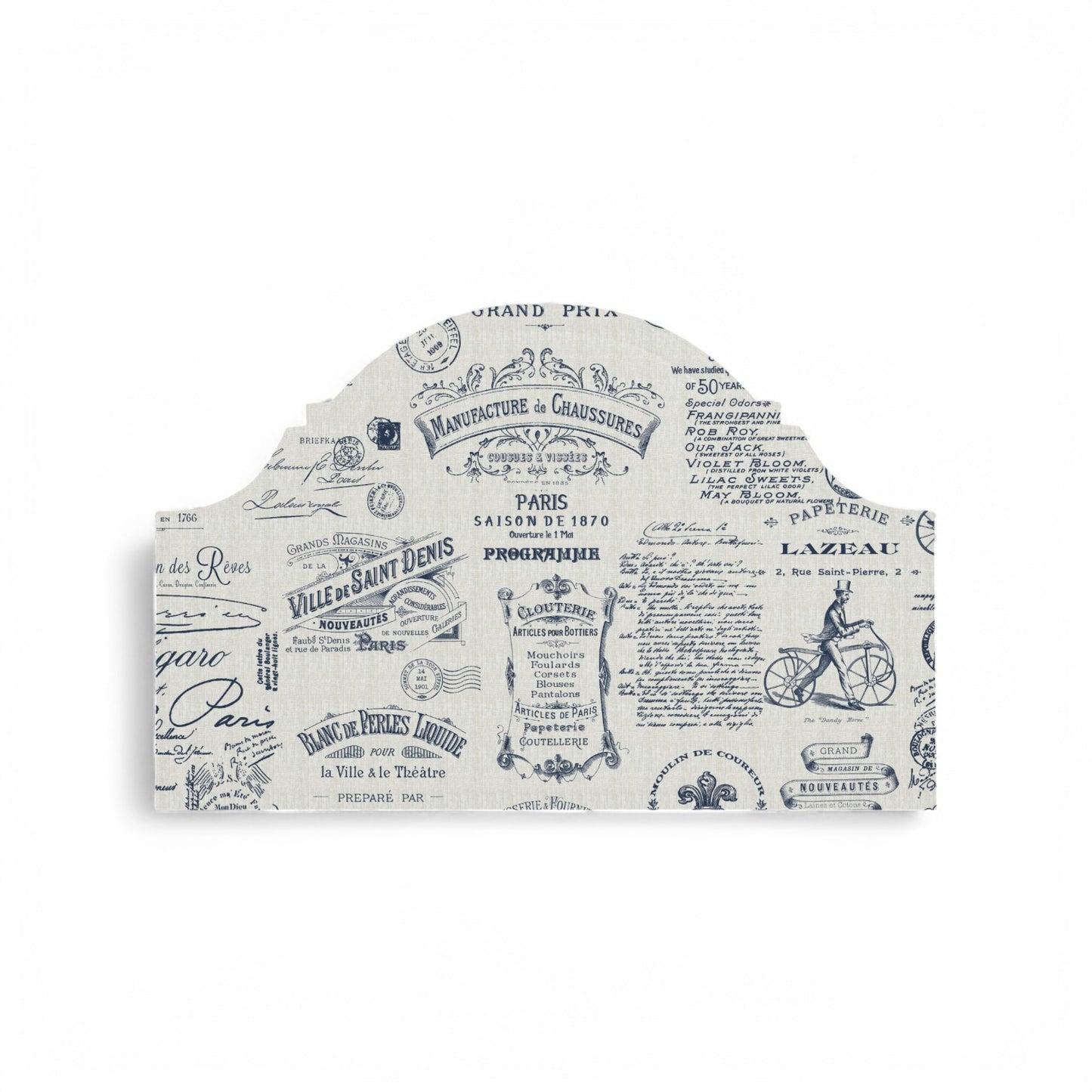 Parisian Script Fabric - Midnight Blue