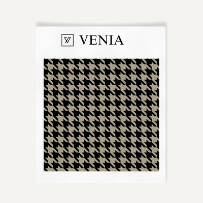 Micro Houndstooth Fabric - Taupe with Black detail
