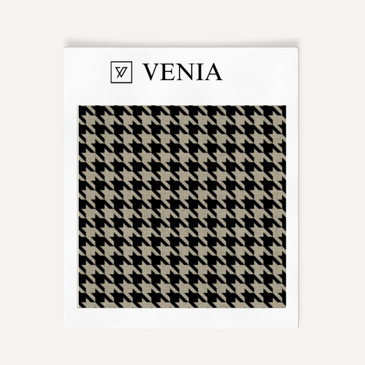 Micro Houndstooth Fabric - Taupe with Black detail