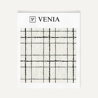 Sketch Grid Fabric - Ivory with Black detail