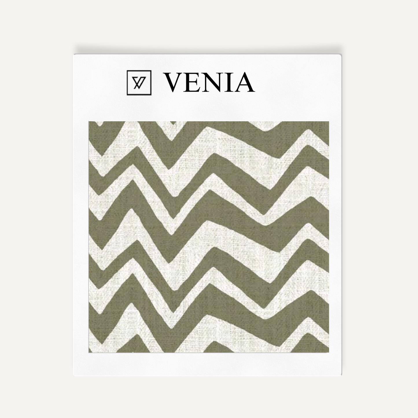 Zigzag Fabric - Ivory with Olive detail