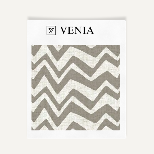 Zigzag Fabric - Ivory with Grey detail
