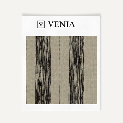 Artisan Stripes Fabric - Taupe with Black detail