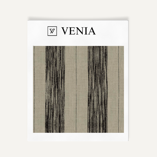Artisan Stripes Fabric - Taupe with Black detail