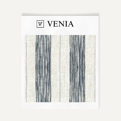 Artisan Stripes Fabric - Ivory with Navy detail