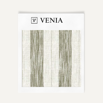 Artisan Stripes Fabric - Ivory with Olive detail