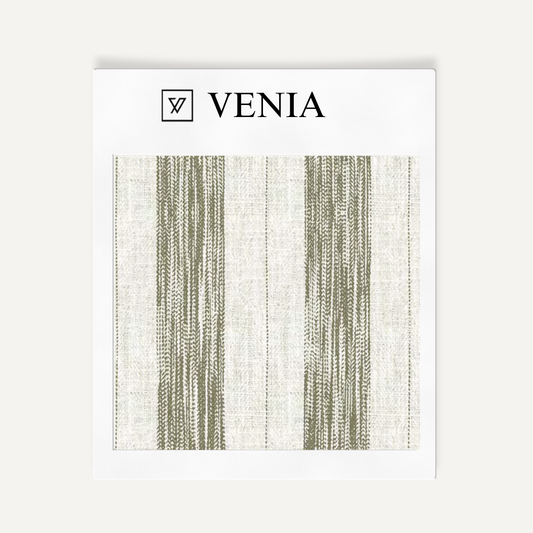 Artisan Stripes Fabric - Ivory with Olive detail