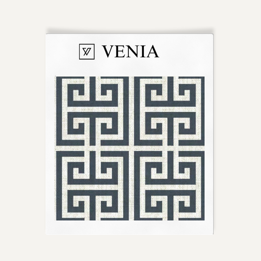 Greek Key Fabric - Blue