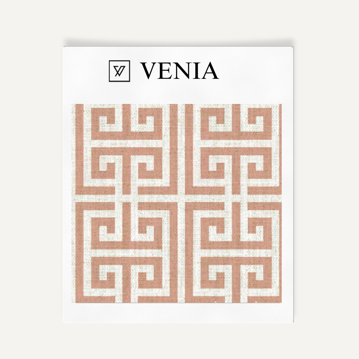 Greek Key Fabric - Blush Pink