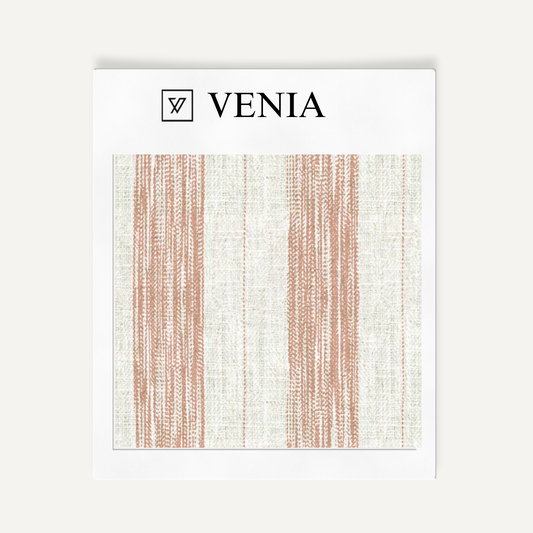Artisan Stripes Fabric - Ivory with Blush Pink detail