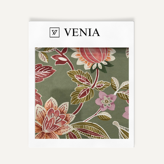 Grand Gardenia Fabric - Olive Green