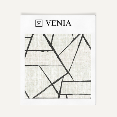 Modern Shard Fabric - Ivory with Black detail