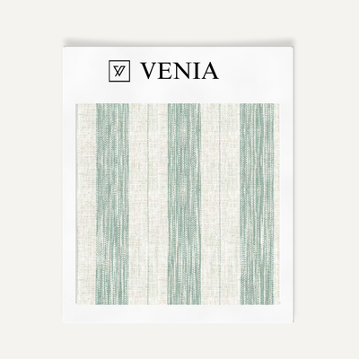Artisan Stripes Fabric - Ivory with Jade Green detail