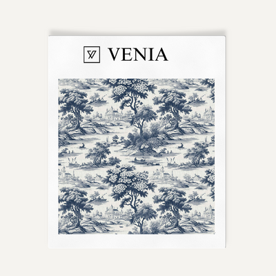 Riverbend Toile Fabric - Midnight Blue