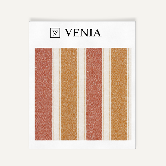 Bold Stripe Fabric - Muted Red & Apricot