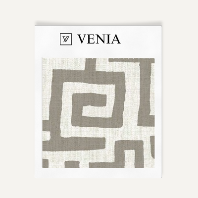 Deco Maze Fabric I - Ivory with Greige detail