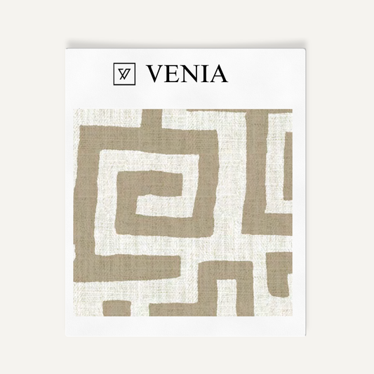 Deco Maze Fabric I - Ivory with Sand detail
