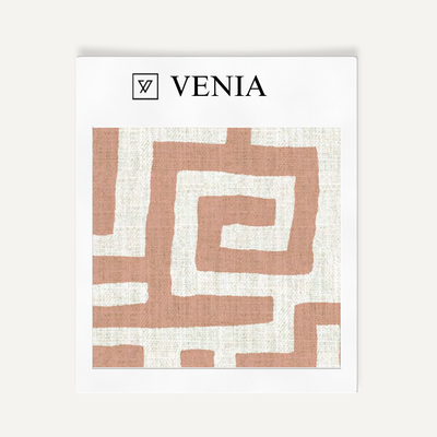 Deco Maze Fabric I - Ivory with Blush Pink detail