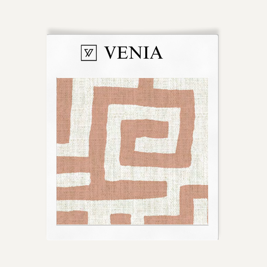 Deco Maze Fabric I - Ivory with Blush Pink detail