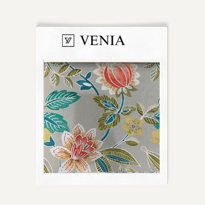 Grand Gardenia Fabric - Grey