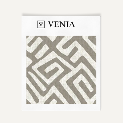 Deco Maze Fabric II - Ivory with Greige detail