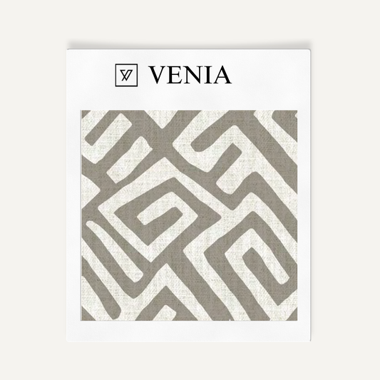 Deco Maze Fabric II - Ivory with Greige detail