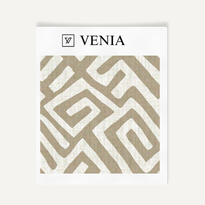 Deco Maze Fabric II - Ivory with Sand detail