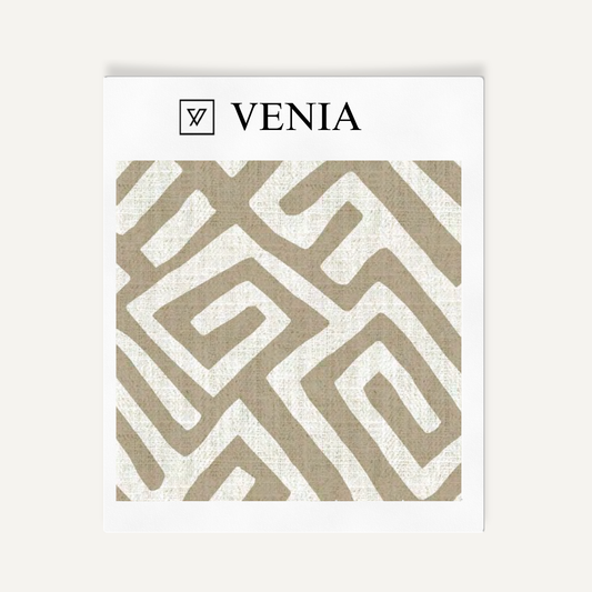 Deco Maze Fabric II - Ivory with Sand detail
