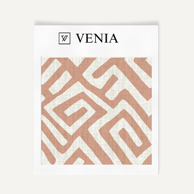 Deco Maze Fabric II - Ivory with Blush Pink detail