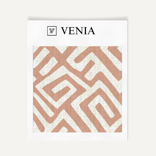 Deco Maze Fabric II - Ivory with Blush Pink detail