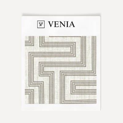 Deco Maze Fabric III - Ivory with Greige detail