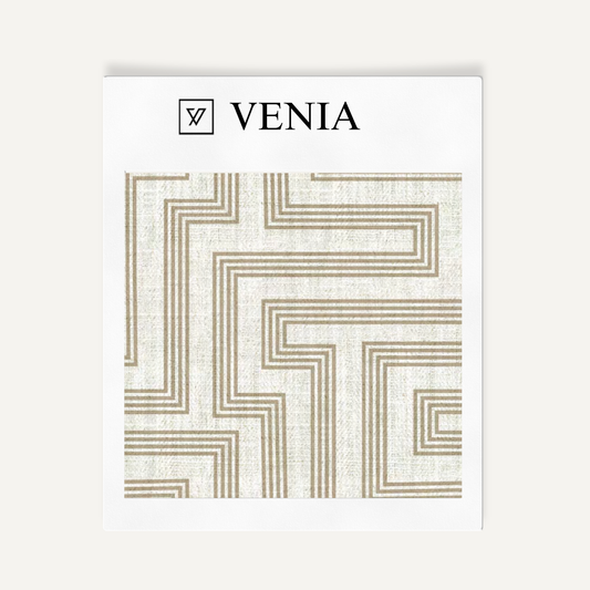 Deco Maze Fabric III - Ivory with Sand detail