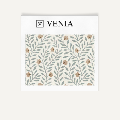 Cottage Vine Fabric – Beige & Blue