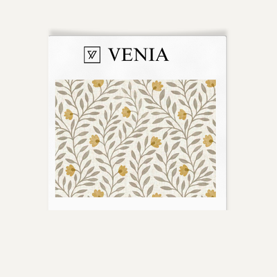 Cottage Vine Fabric – Yellow & Grey