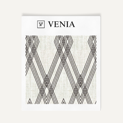 Diamond Weave Fabric - Ivory with Black detail