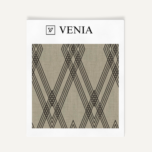 Diamond Weave Fabric - Taupe with Black detail