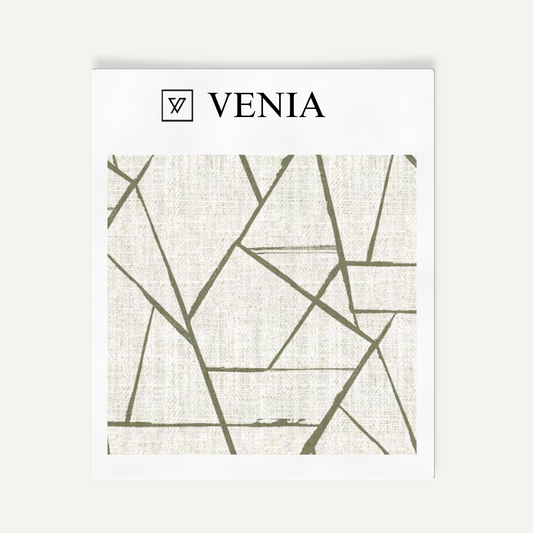 Modern Shard Fabric - Ivory with Olive detail