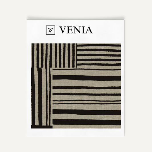 Patch Stripes Fabric - Taupe with Black detail