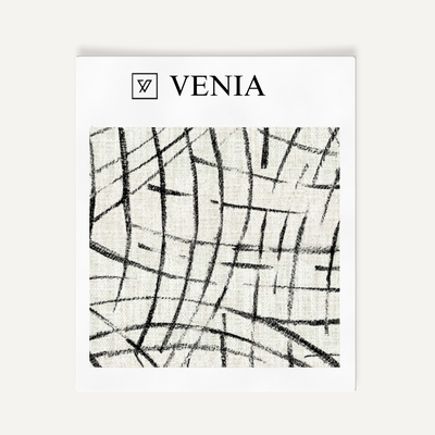 Luna Arcs Fabric - Ivory with Black detail