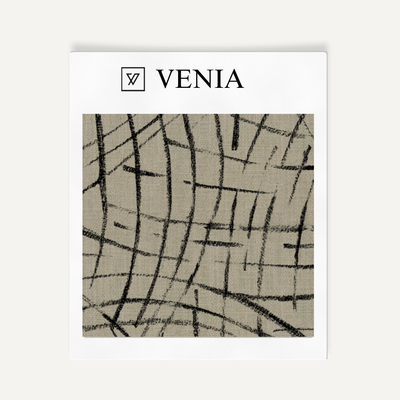 Luna Arcs Fabric - Taupe with Black detail