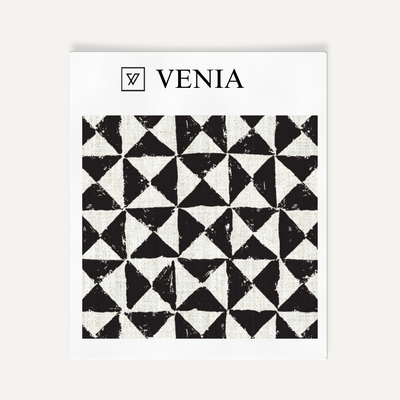 Prism Check Fabric - Ivory with Black detail