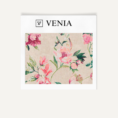 Romance Bloom Fabric – Peach with Pink Flowers