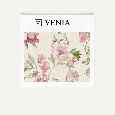 Romance Bloom Fabric – Cream with Pink Flowers