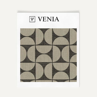 Retro Grid Fabric - Taupe with Black detail