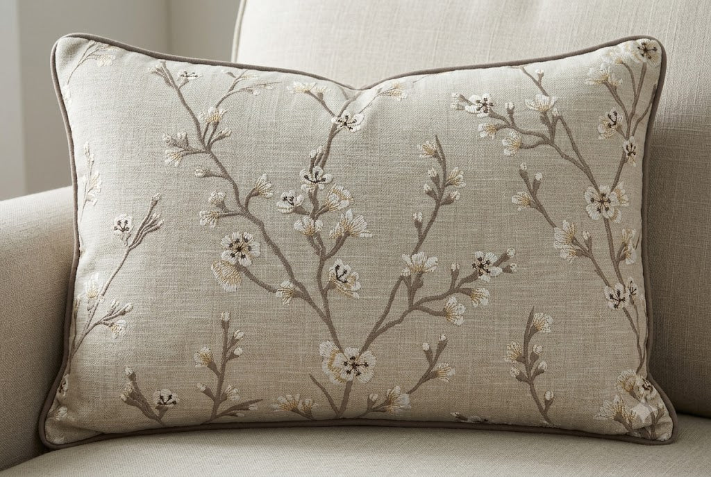 Estate Blossom Fabric - Taupe