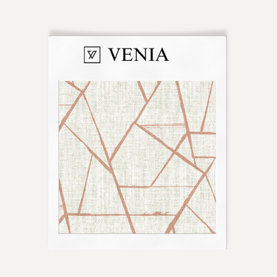 Modern Shard Fabric - Ivory with Blush pink detail