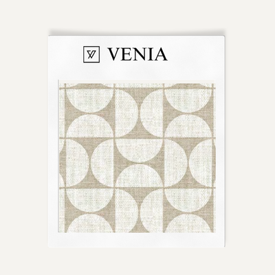 Retro Grid Fabric - Ivory with Sand detail