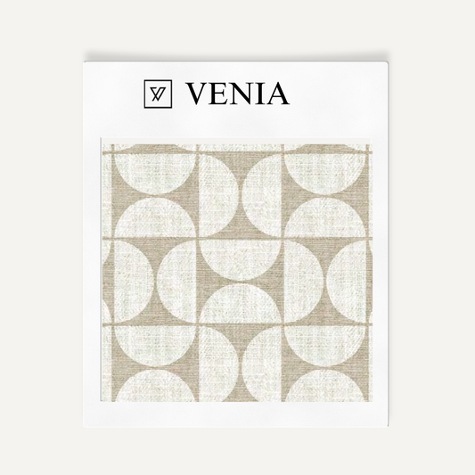 Retro Grid Fabric - Ivory with Sand detail