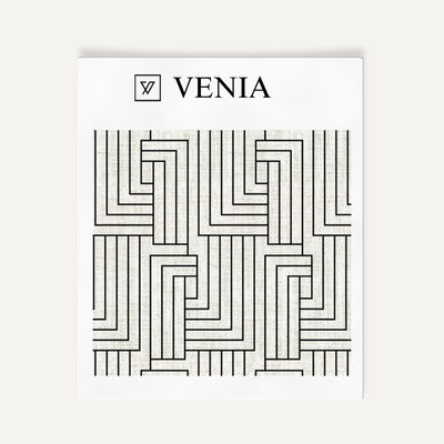 Deco Maze Fabric IV - Ivory with Black detail